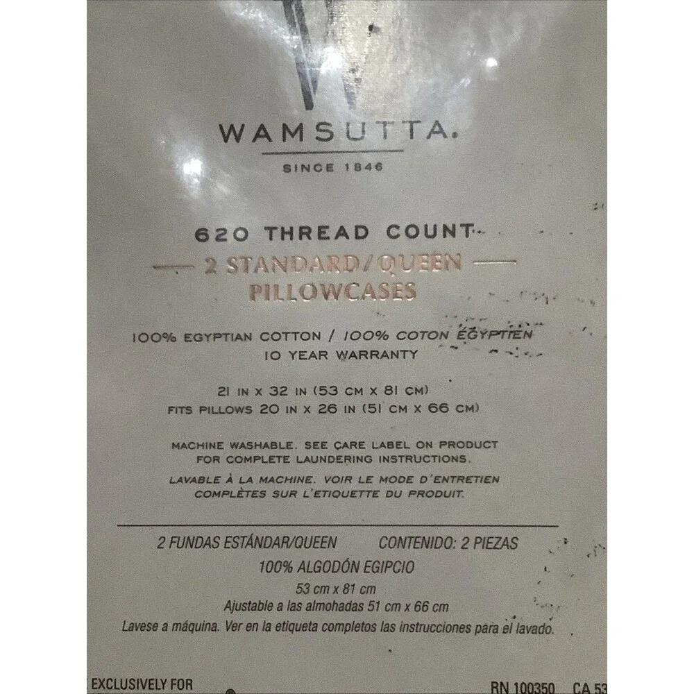 Wamsutta PILLOWCASES 620 Thread Count Sage Pima Cotton Solid TWO 21”x32 ” NEW